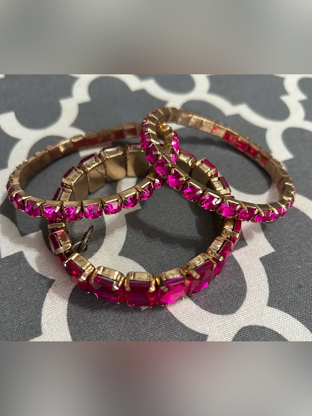 Pink Panache Gold-Tone Bracelet with Hot Pink Crystal Stones
